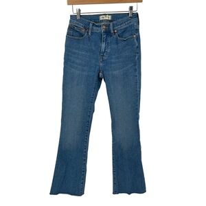 Madewell Mid-Rise Kick Out Jeans Raw Hem Denim Blue Jeans Size‎ 24